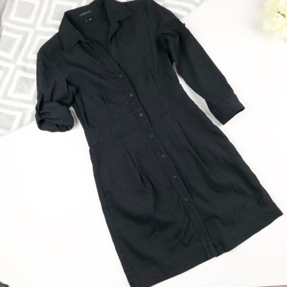 black linen shirt dress
